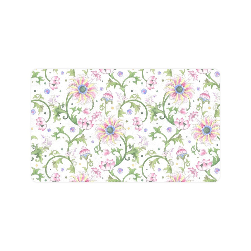 Beautiful pink lotus waterlily leaves pattern Doormat
