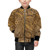 cacao beans tribal polynesian pattern background Kids' Boys' Girls' Bomber Jacket