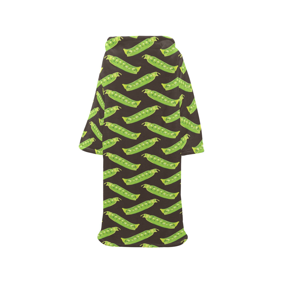 Green Peas Pattern Print Design 05 Blanket Robe with Sleeves