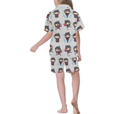 Cute ninja pattern Kids' Boys' Girls' V-Neck Short Pajama Set