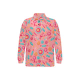 Colorful candy pattern Men's Long Sleeve Polo Shirt