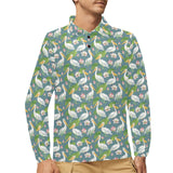 Pelican Pattern Print Design 04 Men's Long Sleeve Polo Shirt