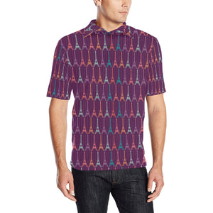Eiffel Tower Pattern Print Design 05 Men's All Over Print Polo Shirt