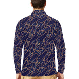 Eggplant Pattern Print Design 04 Men's Long Sleeve Polo Shirt