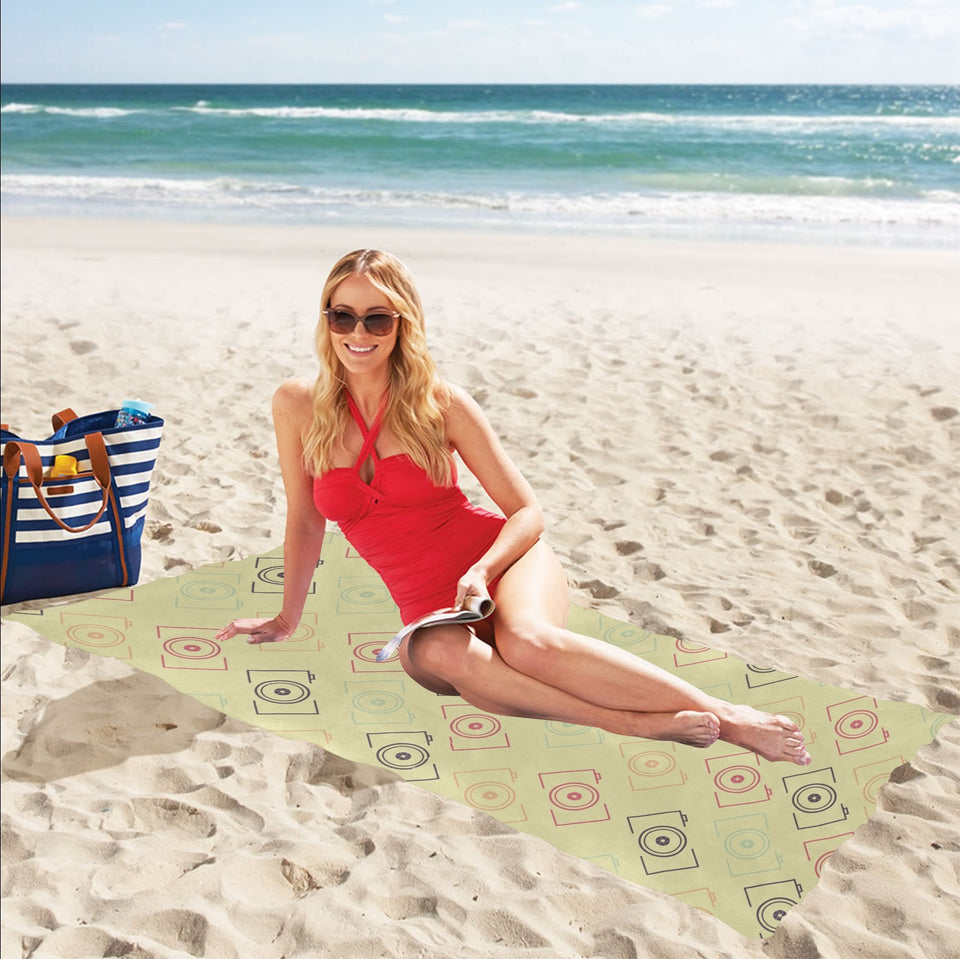 Camera Pattern Print Design 01 Beach Towel