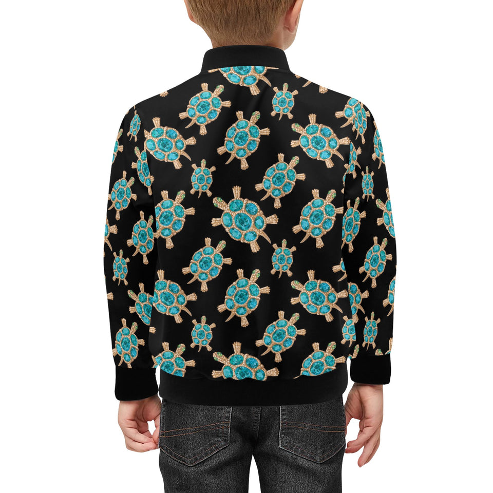 Sea turtle blue stone pattern Kids' Boys' Girls' Bomber Jacket