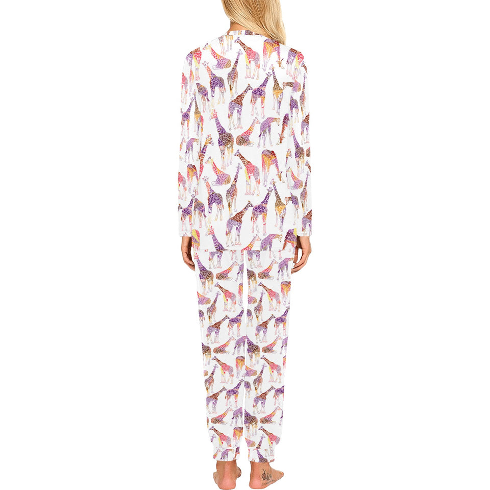 Giraffe Pattern Print Design 02 Women's All Over Print Pajama Set