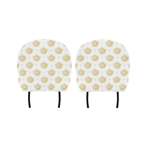 Gold Ornamental lotue waterlily symbol pattern Car Headrest Cover