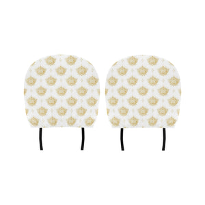 Gold Ornamental lotue waterlily symbol pattern Car Headrest Cover
