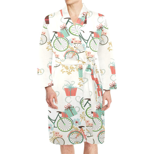 Bicycle Pattern Print Design 05 Men's Long Sleeve Belted Night Robe