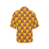 Daruma japanese wooden doll yellow background Women's All Over Print Hawaiian Shirt