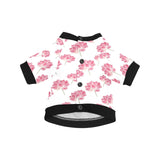 Pink lotus waterlily pattern All Over Print Pet Dog Round Neck Fuzzy Shirt