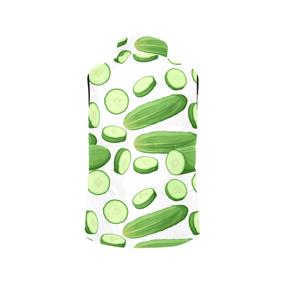 cucumber whole slices pattern Women's Padded Vest
