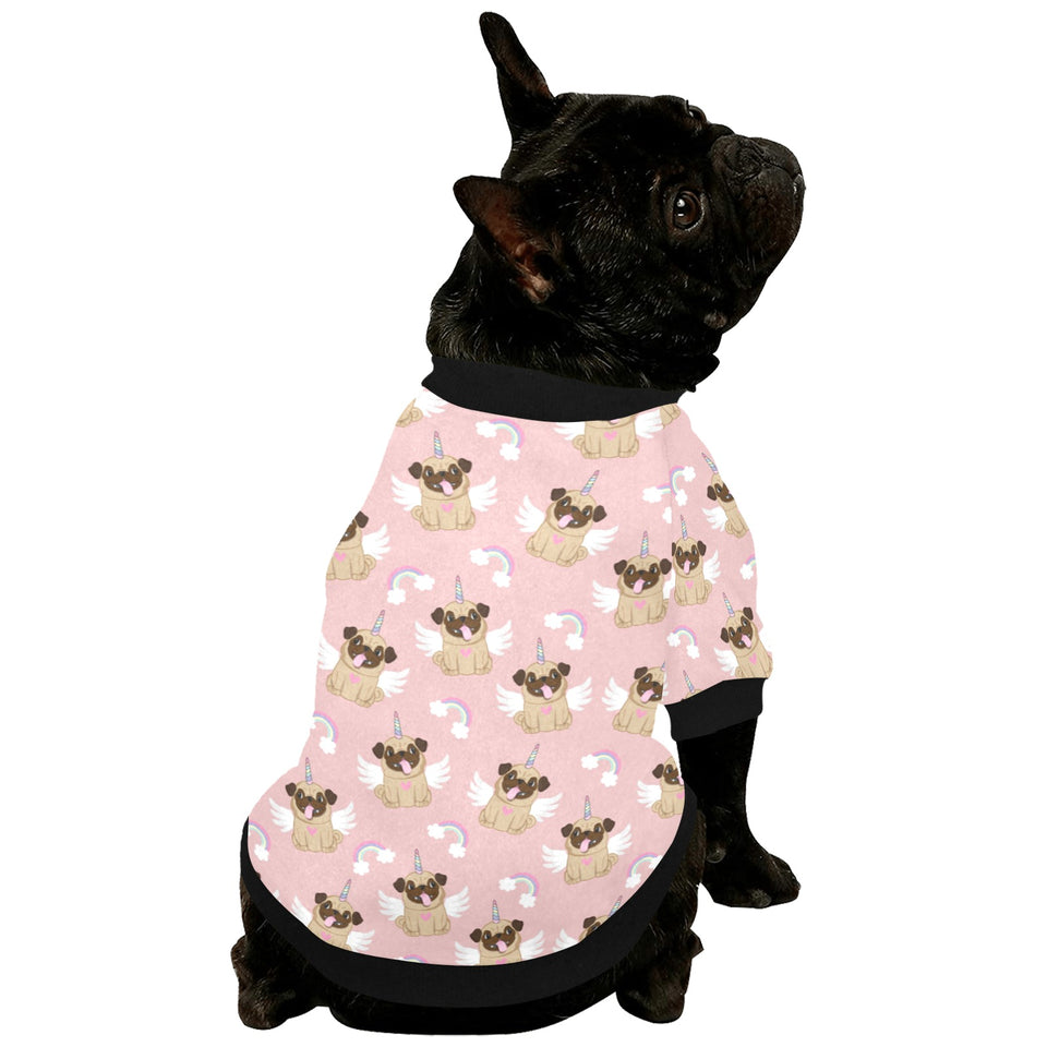Cute unicorn pug pattern All Over Print Pet Dog Round Neck Fuzzy Shirt