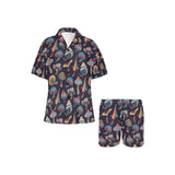 Colorful mushroom pattern Women's V-Neck Short Pajama Set