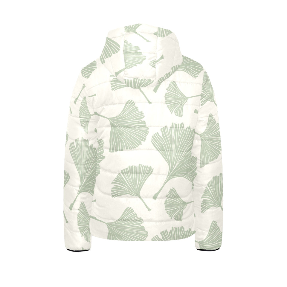 Ginkgo leaves pattern Kids' Boys' Girls' Padded Hooded Jacket