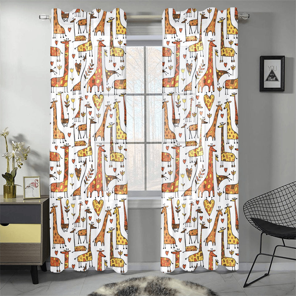 Giraffe Pattern Print Design 04 Gauze Curtain