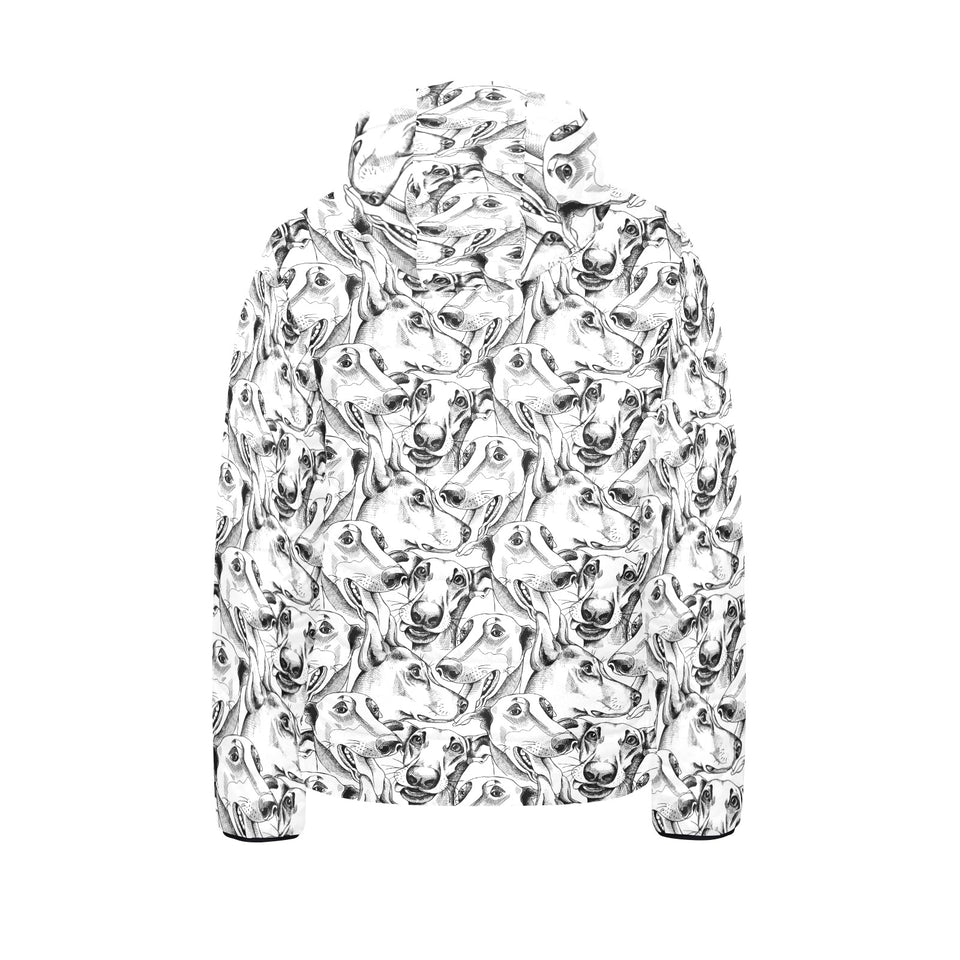 Greyhound Pattern Print Design 01 Kids' Boys' Girls' Padded Hooded Jacket