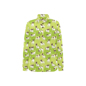 Jack Russel Pattern Print Design 01 Women's Long Sleeve Polo Shirt