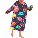 Colorful donut glaze pattern Blanket Robe with Sleeves