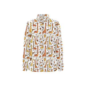 Giraffe Pattern Print Design 04 Women's Long Sleeve Polo Shirt