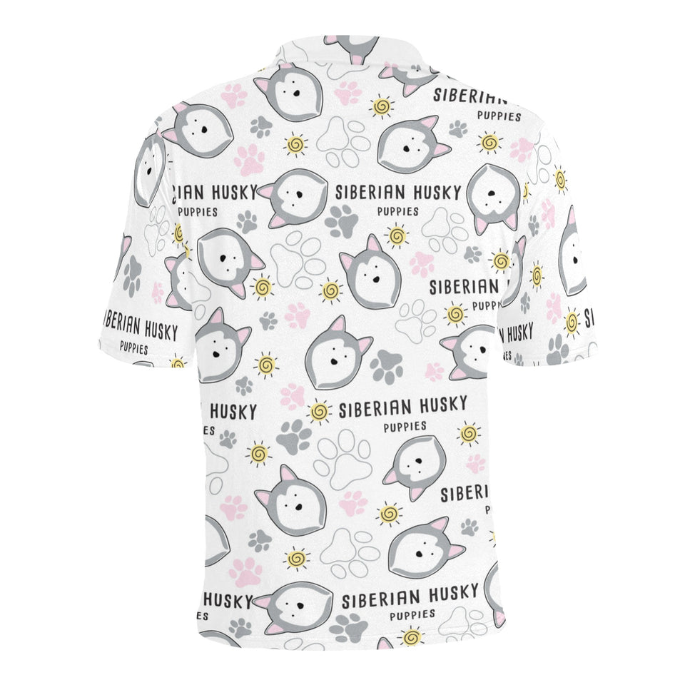 Siberian Husky design pattern Men's All Over Print Polo Shirt