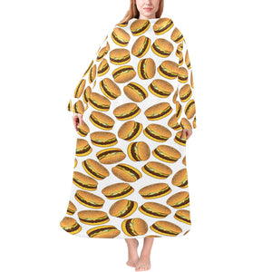 Hamburger Pattern Print Design 03 Blanket Robe with Sleeves