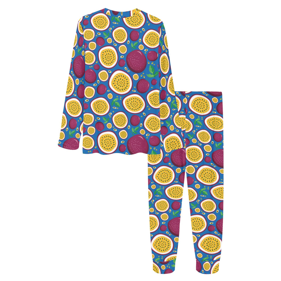 Passion fruit blue background Women's All Over Print Pajama Set