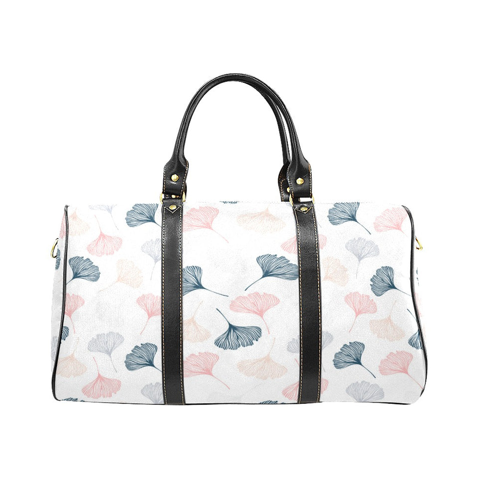 Black Gray Cream coral ginkgo leaves pattern Travel Bag