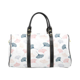 Black Gray Cream coral ginkgo leaves pattern Travel Bag