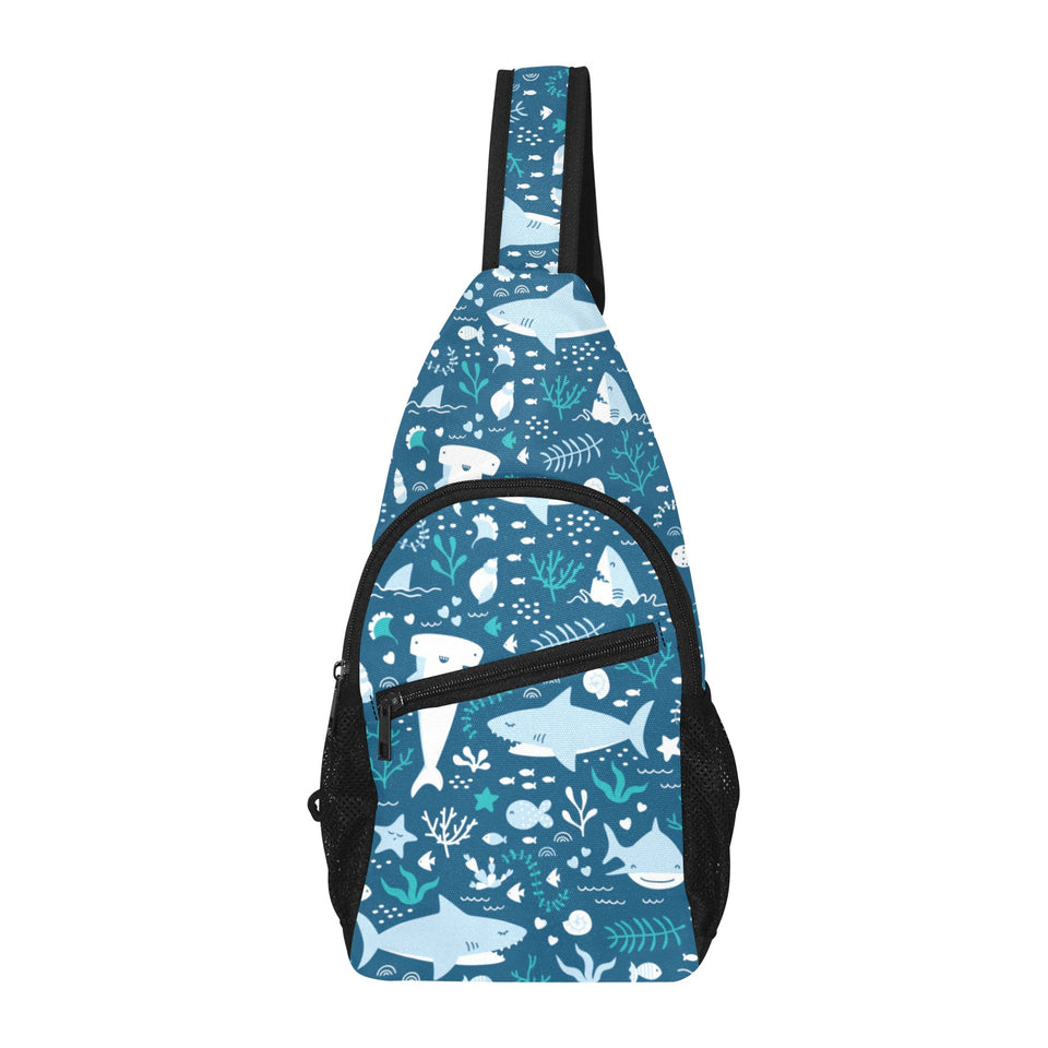 Cute shark pattern All Over Print Chest Bag