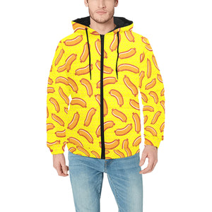 Sausage Pattern Print Design 01 Men's Padded Hooded Jacket