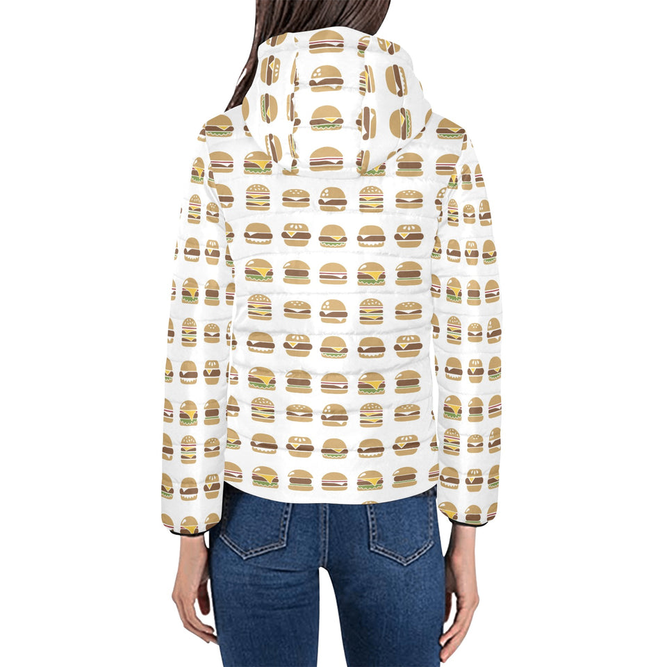 Hamburger Pattern Print Design 02 Women's Padded Hooded Jacket