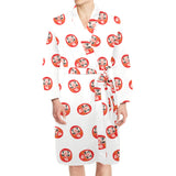 Daruma japanese wooden doll pattern Men's Long Sleeve Belted Night Robe