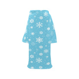 Snowflake pattern blue background Blanket Robe with Sleeves