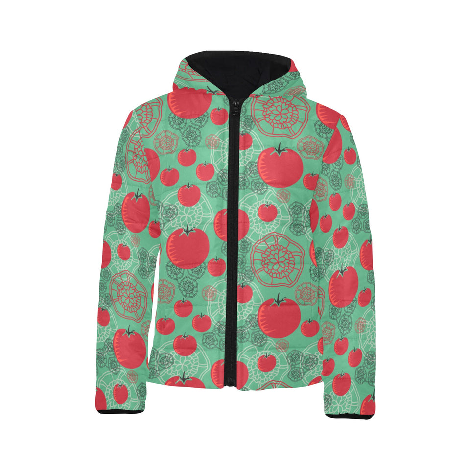 Tomato design pattern Kids' Boys' Girls' Padded Hooded Jacket