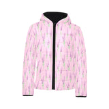 Lavender pattern pink background Kids' Boys' Girls' Padded Hooded Jacket