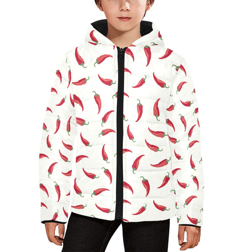 Chili peppers pattern Kids' Boys' Girls' Padded Hooded Jacket