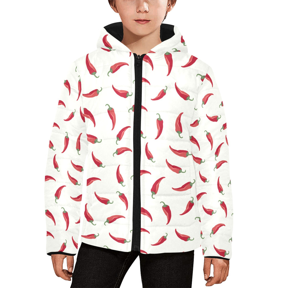 Chili peppers pattern Kids' Boys' Girls' Padded Hooded Jacket