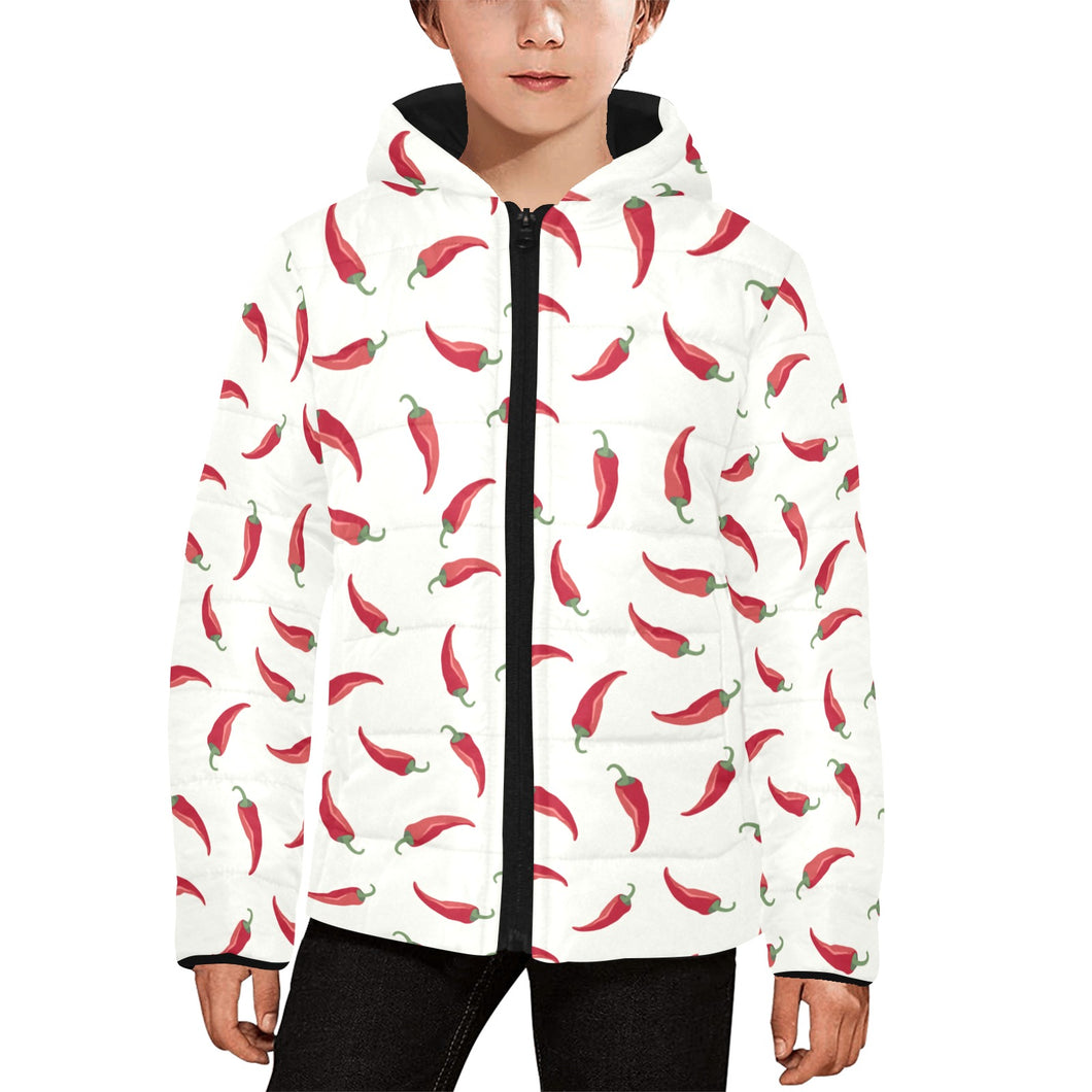 Chili peppers pattern Kids' Boys' Girls' Padded Hooded Jacket