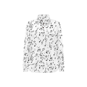 Music Notes Pattern Print Design 04 Women's Long Sleeve Polo Shirt