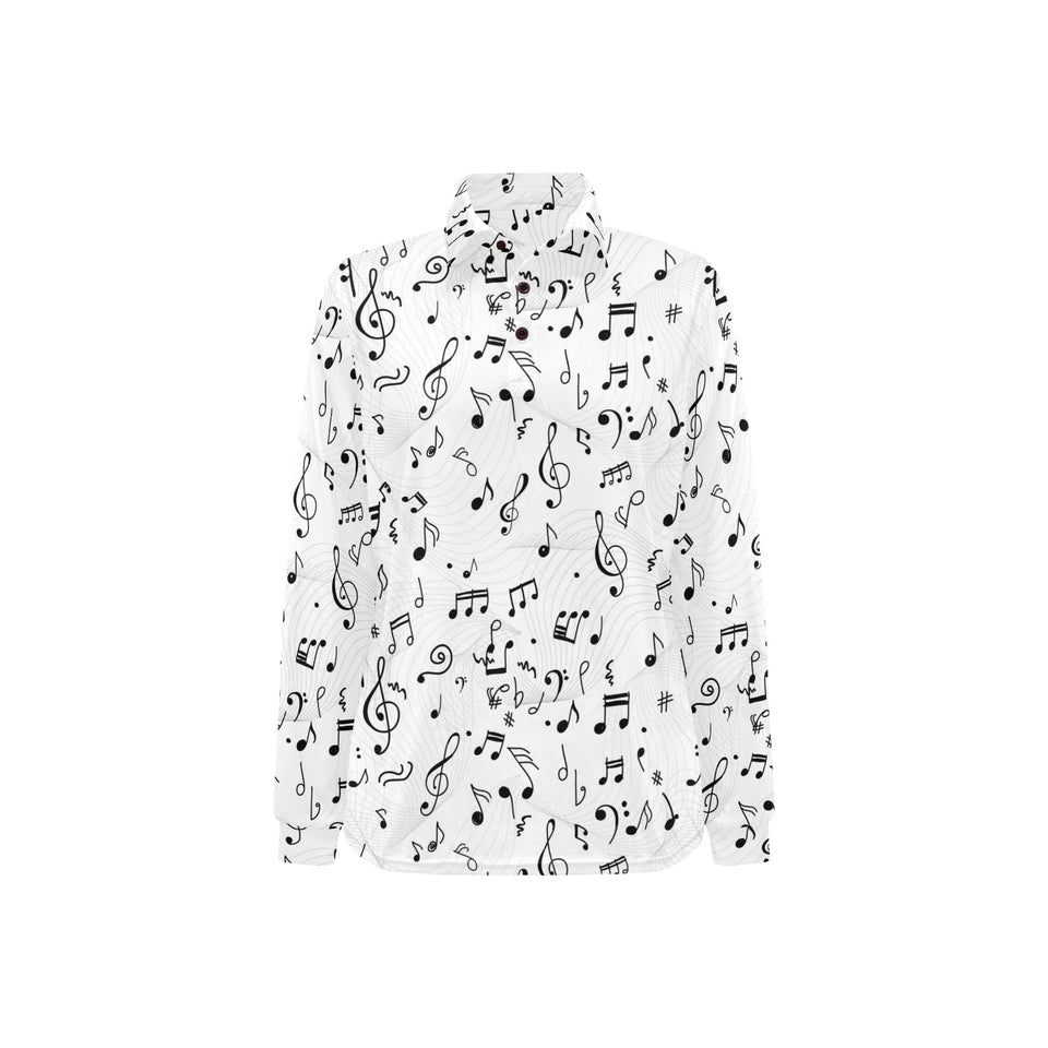 Music Notes Pattern Print Design 04 Women's Long Sleeve Polo Shirt