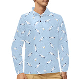 Seagull Pattern Print Design 02 Men's Long Sleeve Polo Shirt
