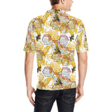 Cool Bee honeycomb leaves pattern Men's All Over Print Polo Shirt
