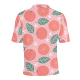 Grapefruit leaves flower pink background Men's All Over Print Polo Shirt
