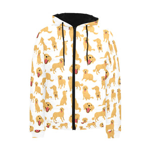 Golden Retriever Pattern Print Design 05 Men's Padded Hooded Jacket