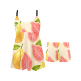 Beautiful guava pattern Chest Sexy Pleated Two Piece Swim Dress