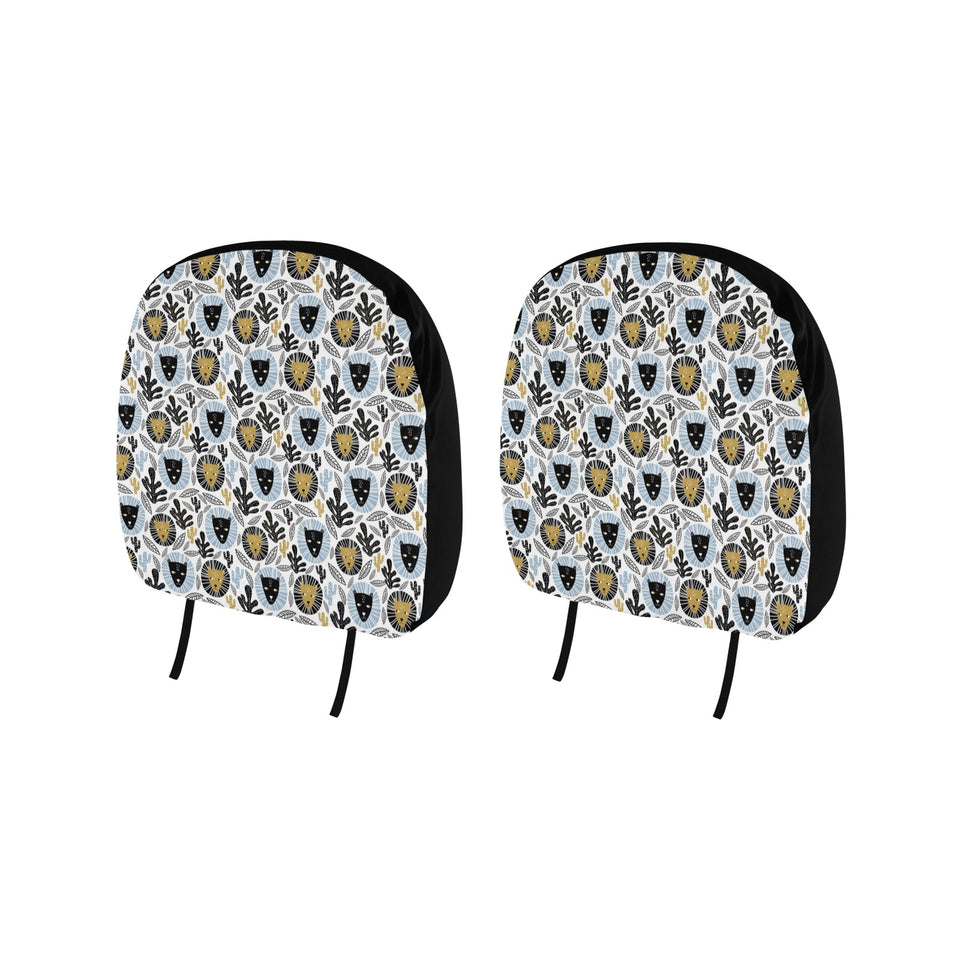 Lion Pattern Print Design 05 Car Headrest Cover