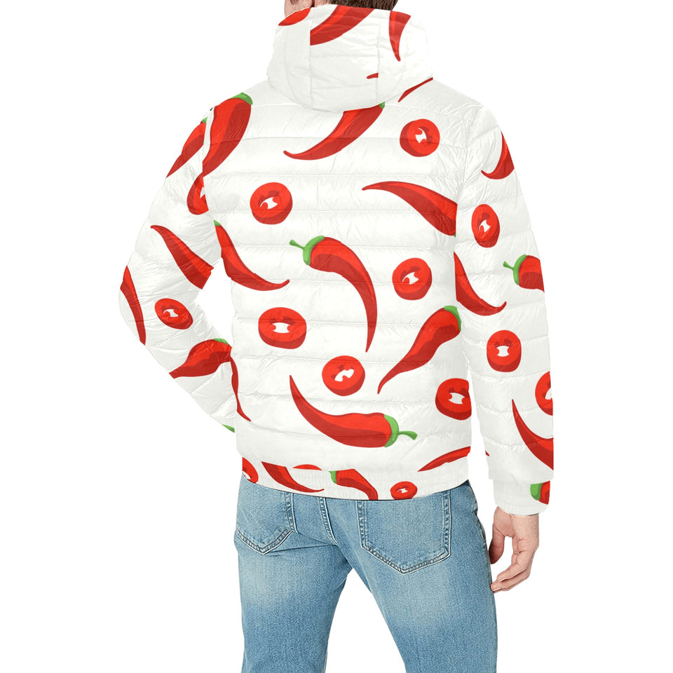 Chili pattern Men's Padded Hooded Jacket