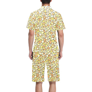 Popcorn Pattern Print Design 03 Men's V-Neck Short Pajama Set